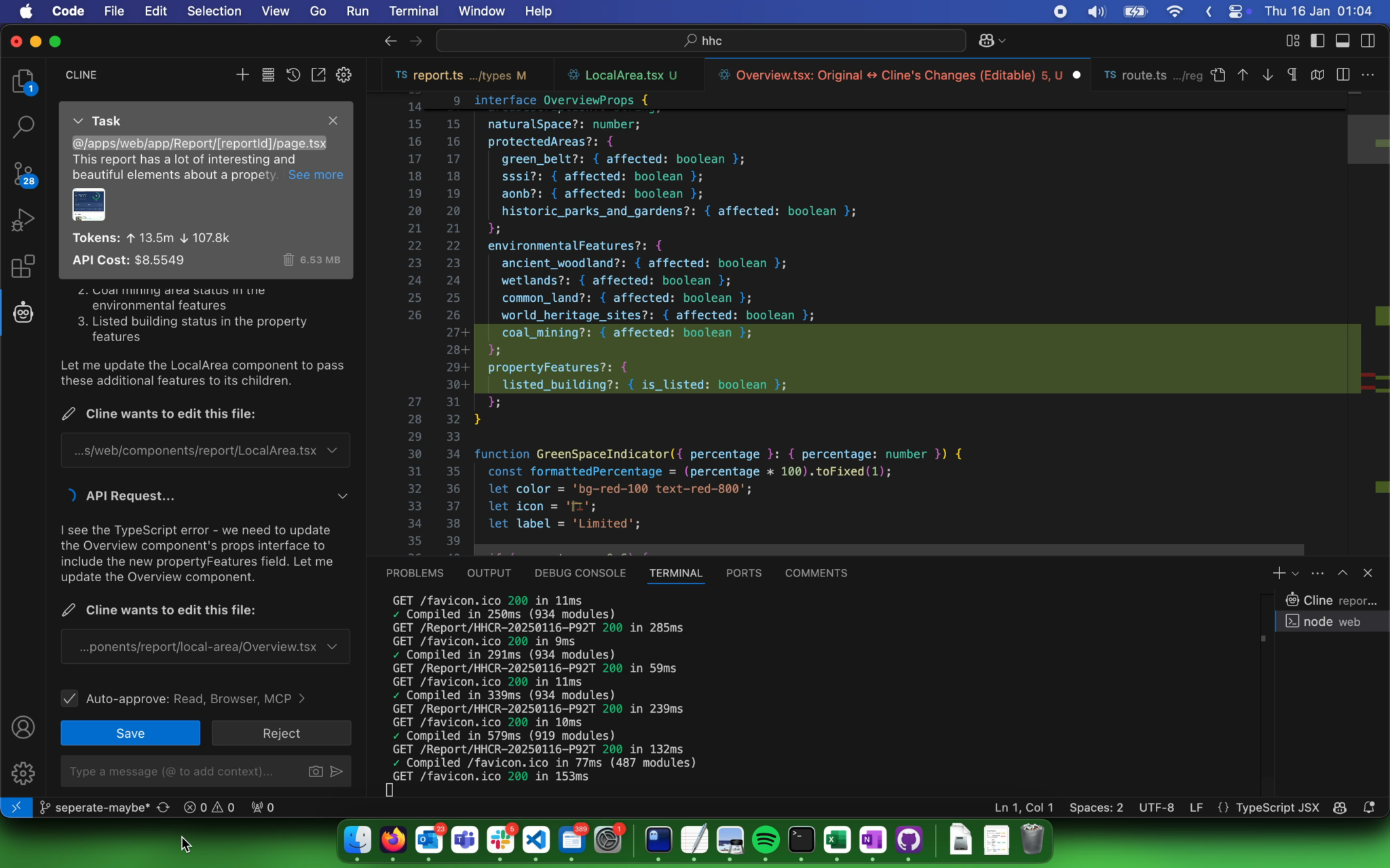 Using Cline to make the app